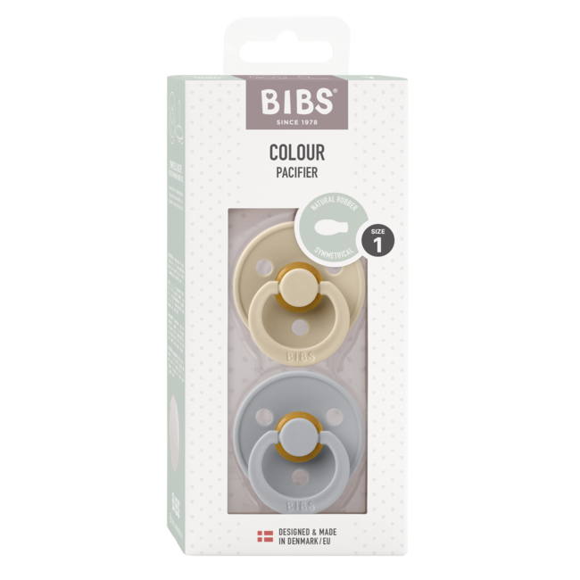BIBS - Colour Fopspeen - Symmetrisch - Maat 1 - Vanilla/Cloud - Duopack