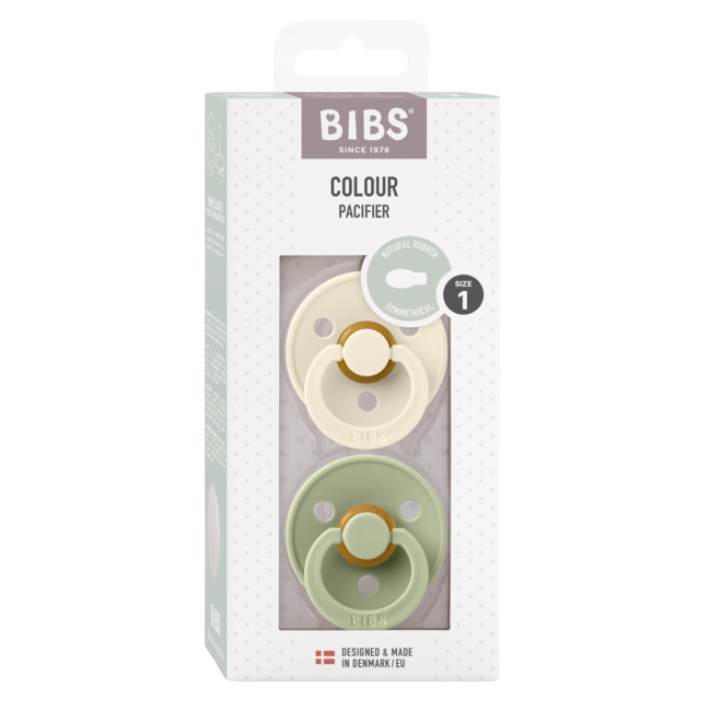 BIBS - Colour Fopspeen - Symmetrisch - Maat 1 - Ivory/Sage - Duopack