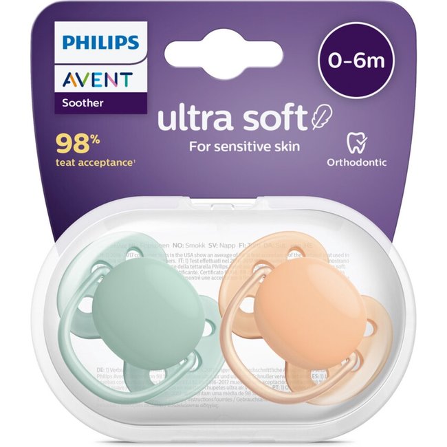 Philips Avent - Ultra Soft Fopspeen - 0/6 maanden - 2 stuks - SCF091/03