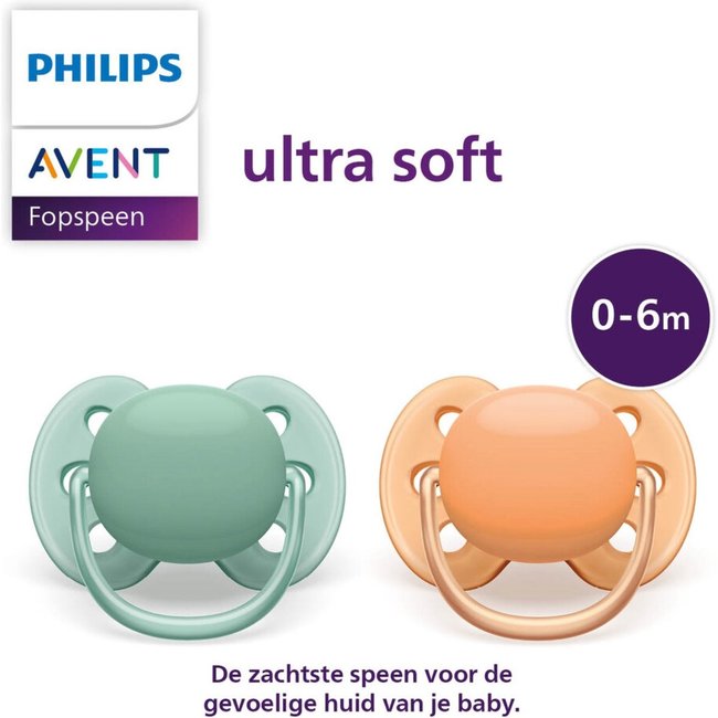 Philips Avent - Ultra Soft Fopspeen - 0/6 maanden - 2 stuks - SCF091/03