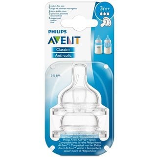 Philips Avent Philips Avent - Classic+ - Anti-Koliek - Flesspeen - 3 M+ - 2 Stuks - SCF633/27