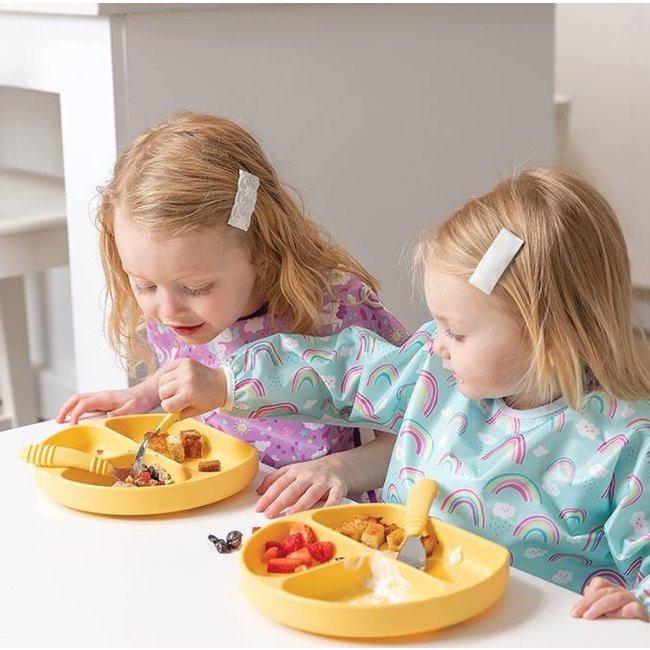 Dutsi - Siliconen 3- vaksbord  - Met zuignap - Baby bord  -  Poederroze