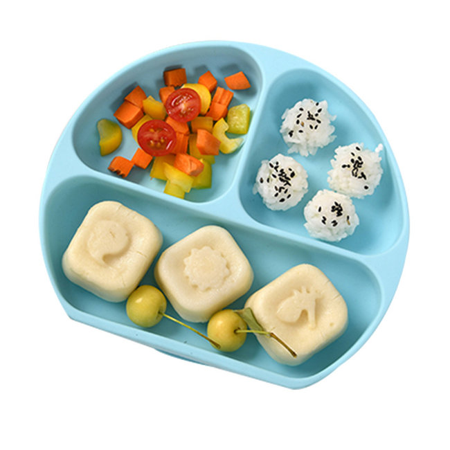 Dutsi - Siliconen 3- vaksbord  - Met zuignap - Baby bord  -  Koper Bruin