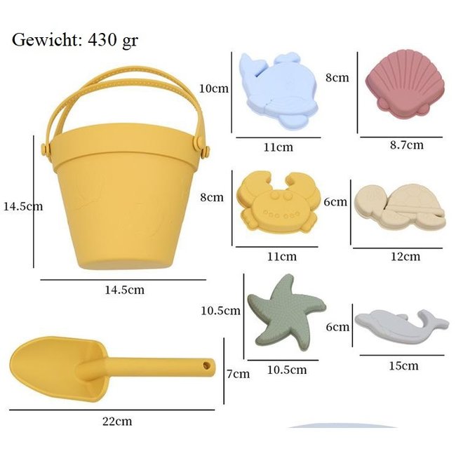Dutsi - Siliconen Strandspeelgoed set - Lichtblauw