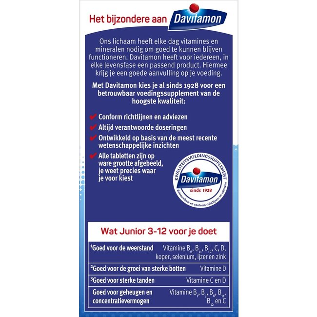 Davitamon - Junior 3-12 - Framboos - 60 Kauwtabletten