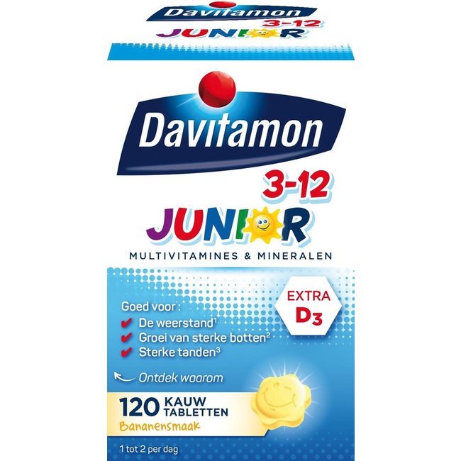 Davitamon Davitamon - Junior 3-12 - Banaan - 120 Kauwtabletten