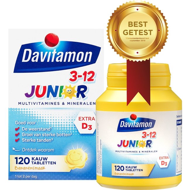 Davitamon - Junior 3-12 - Banaan - 120 Kauwtabletten