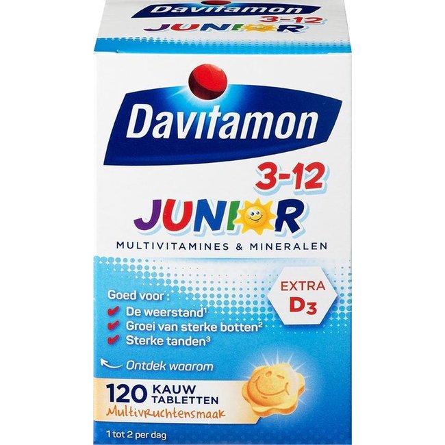 Davitamon Davitamon - Junior 3-12 - Multifruit - 120 Kauwtabletten