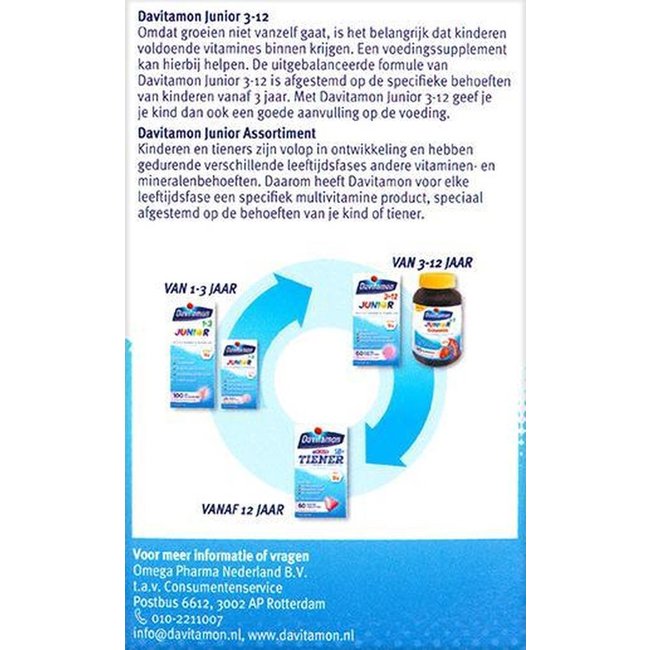 Davitamon - Junior 3-12 - Multifruit - 120 Kauwtabletten