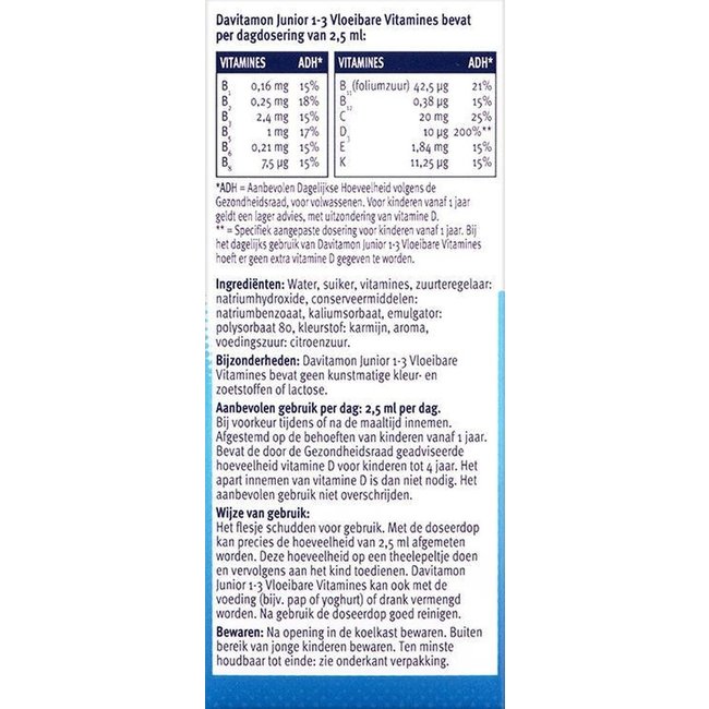 Davitamon - Junior 1+ Vloeibare Vitamines - Framboos - 100 ml
