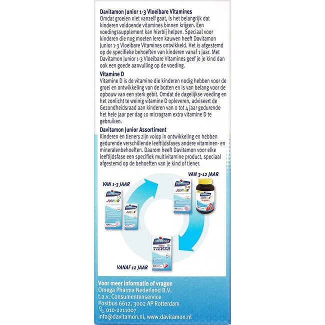 Davitamon - Junior 1+ Vloeibare Vitamines - Framboos - 100 ml