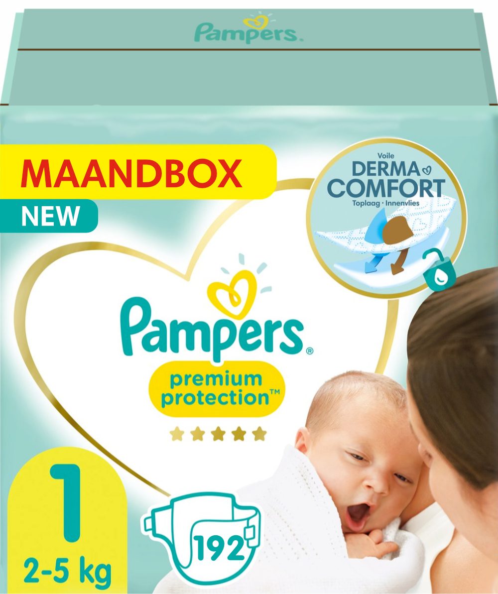 Pampers - Protection - 1 - Maandbox - 192 luiers - Babydrogist.nl