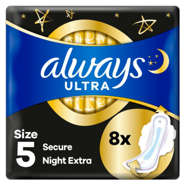 Always - Maandverband Ultra Secure Night Extra - Met Vleugels - Maat 5 - 8 Pads