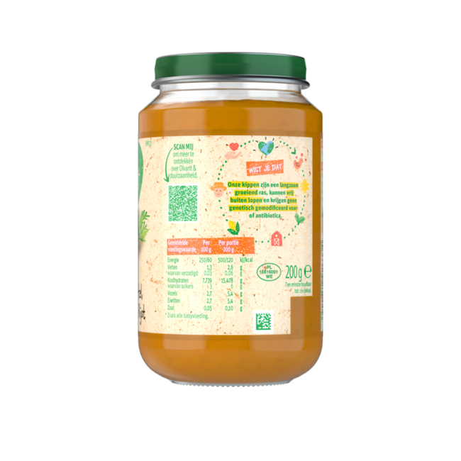 Olvarit - Maaltijd - Wortel, Kip, Rijst - 6+ maanden - 200 gr