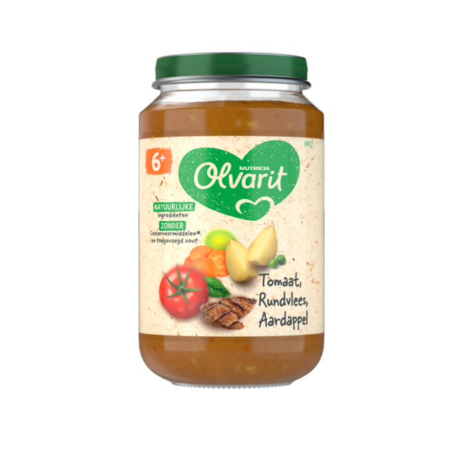 Olvarit Olvarit - Maaltijd - Tomaat, Rundvlees, Aardappel, Wortel - 6+ maanden - 200 gr