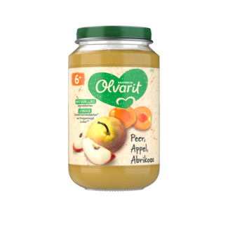 Olvarit Olvarit - Fruithapje - Peer, Appel, Abrikoos - 6+ maanden - 200 gr