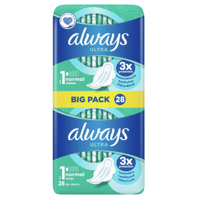 Always Always - Maandverband Ultra Normal - Met Vleugels - Maat 1 -  28 Pads