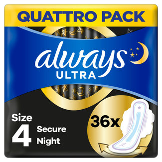 Always Always - Maandverband Ultra Secure Night - Met Vleugels - Maat 4 - 36 Pads