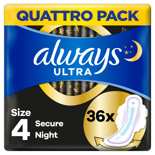 Always - Maandverband Ultra Secure Night - Met Vleugels - Maat 4 - 36 Pads