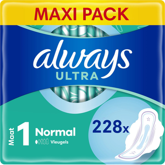 Always Always - Maandverband Ultra Normal - Met Vleugels - Maat 1 - 6 x 38 - 228 Pads