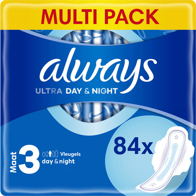 Always Always - Maandverband Ultra Day & Night - Met Vleugels - Maat 3 - 3 x 28 - 84 Pads