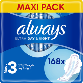 Always Always - Maandverband Ultra Day & Night - Met Vleugels - Maat 3 - 6 x 28 - 168 Pads