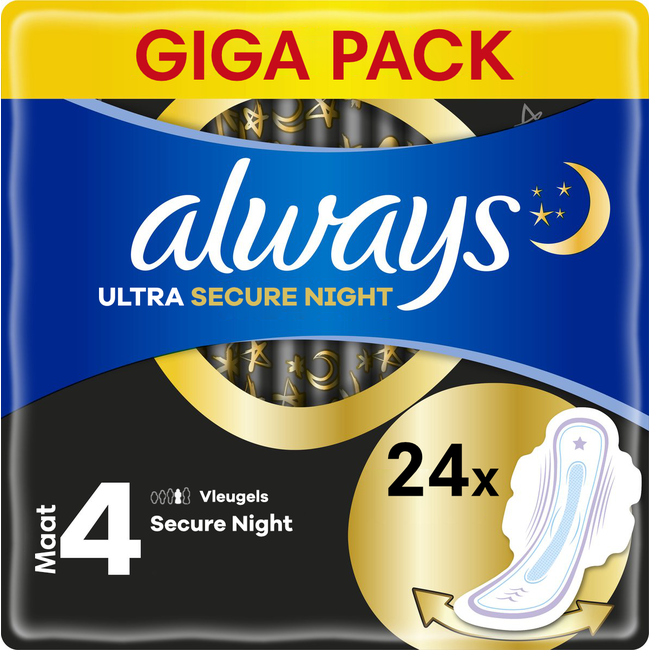 Always - Maandverband - Ultra Secure Night - Met Vleugels - Maat 4 - 24 Pads