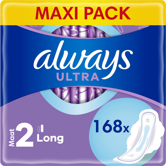 Always Always - Maandverband Ultra Long - Maat 2 - 12 x 14 - 168 Pads