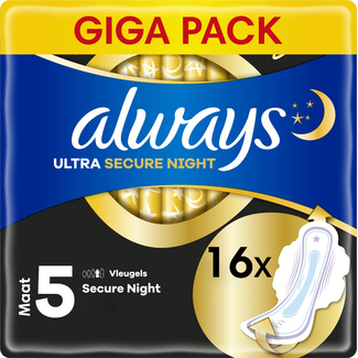 Always Always - Maandverband Ultra Secure Night Extra - Met Vleugels - Maat 5 - 16 Pads