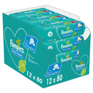 Pampers Fresh Clean - Billendoekjes - 960 doekjes 12 x 80 - Babydrogist.nl