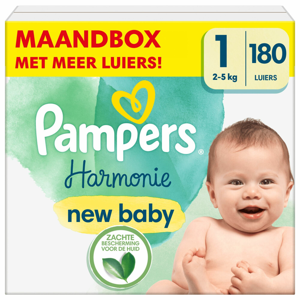 Kamer slinger Schaken Pampers - Harmonie - Maat 1 - Maandbox - 180 stuks - 2/5 KG - Babydrogist.nl
