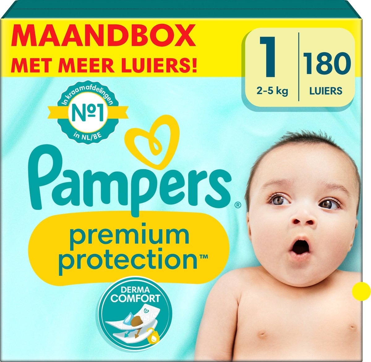 Communicatie netwerk Uitbarsten Shinkan Pampers - Premium Protection - Maat 1 - Maandbox - 180 stuks - 2/5 KG -  Babydrogist.nl