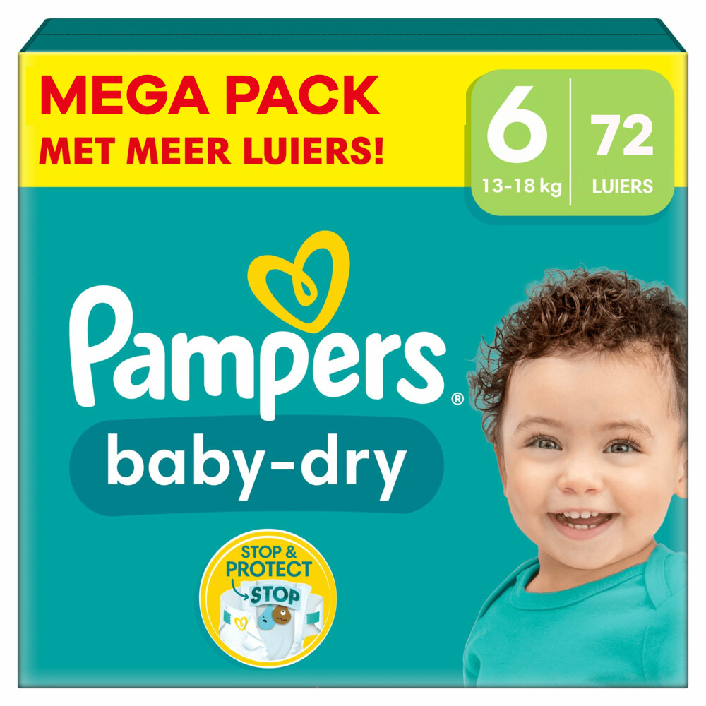 paddestoel R Leia Pampers - Baby Dry - Maat 6 - Mega Pack - 72 luiers - Babydrogist.nl