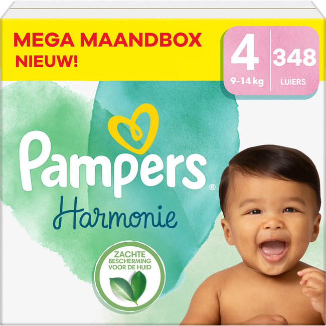 Pampers - Harmonie - Maat 4 - Mega Maandbox - 348 stuks - 9/14 KG