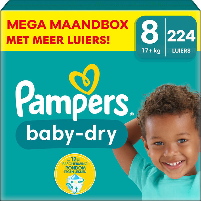 Pampers Pampers - Baby Dry - Maat 8 - Mega Maandbox - 224 stuks - 17+ KG