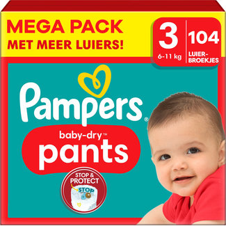 Samengroeiing Higgins erwt Pampers - Baby Dry Pants - Maat 3 - Mega Pack - 104 stuks - 6/11 KG -  Babydrogist.nl