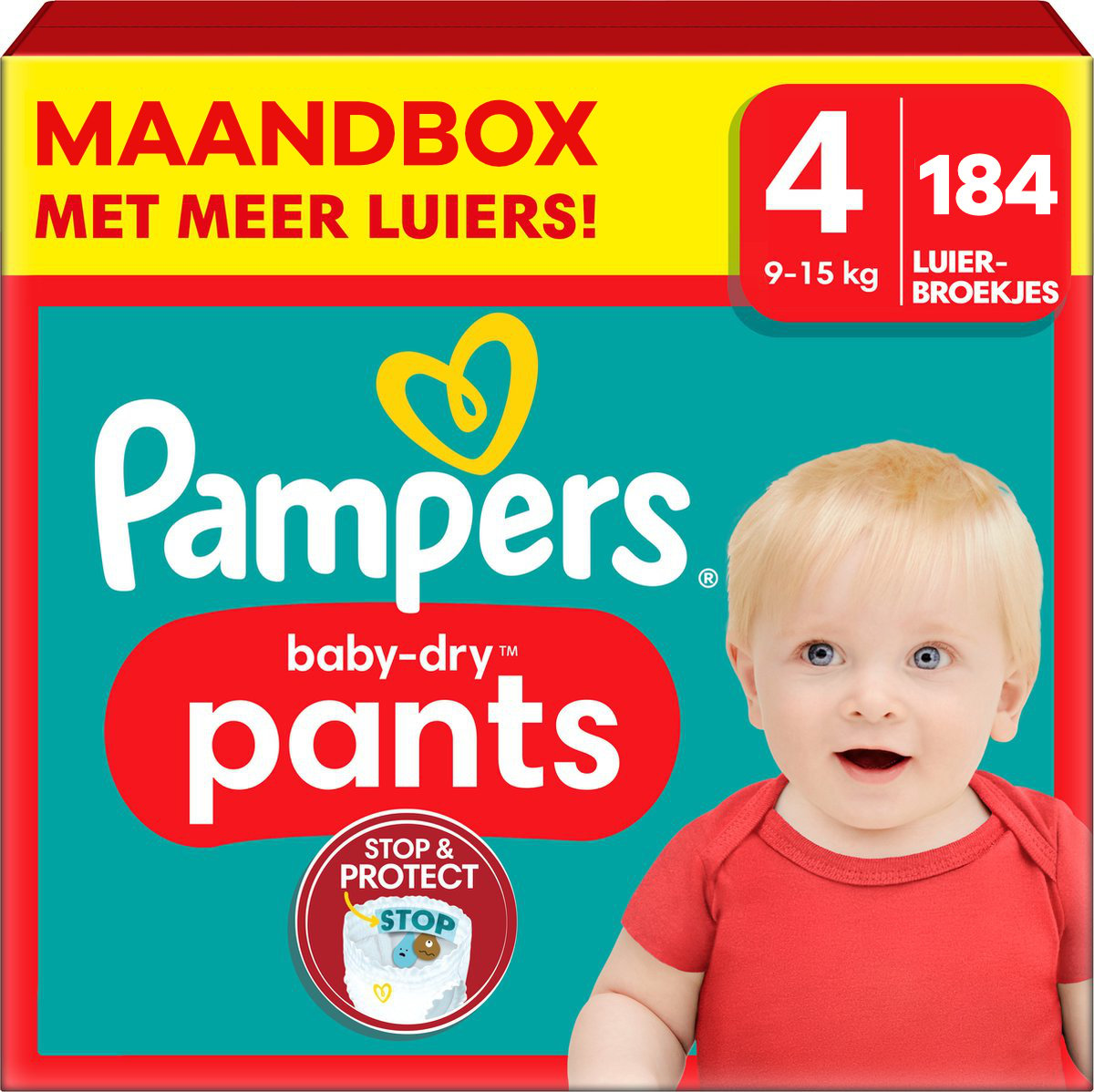 combinatie Muf Landschap Pampers - Baby Dry Pants - Maat 4 - Maandbox - 184 stuks - 9/15 KG -  Babydrogist.nl