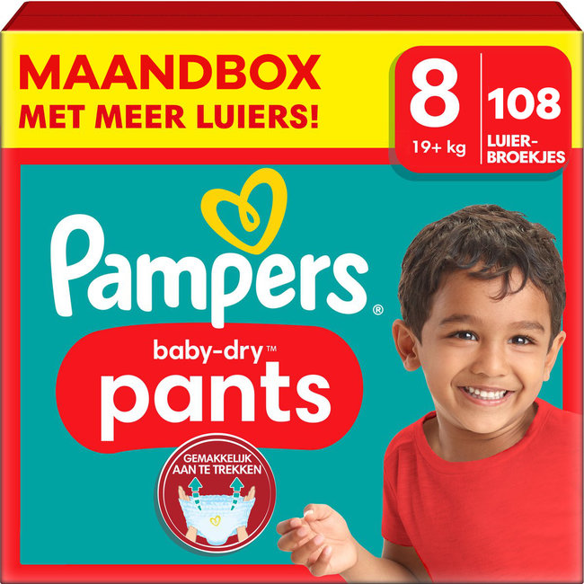 Pampers - Baby Dry Pants - Maat 8 - Maandbox - 108 stuks - 19+ KG
