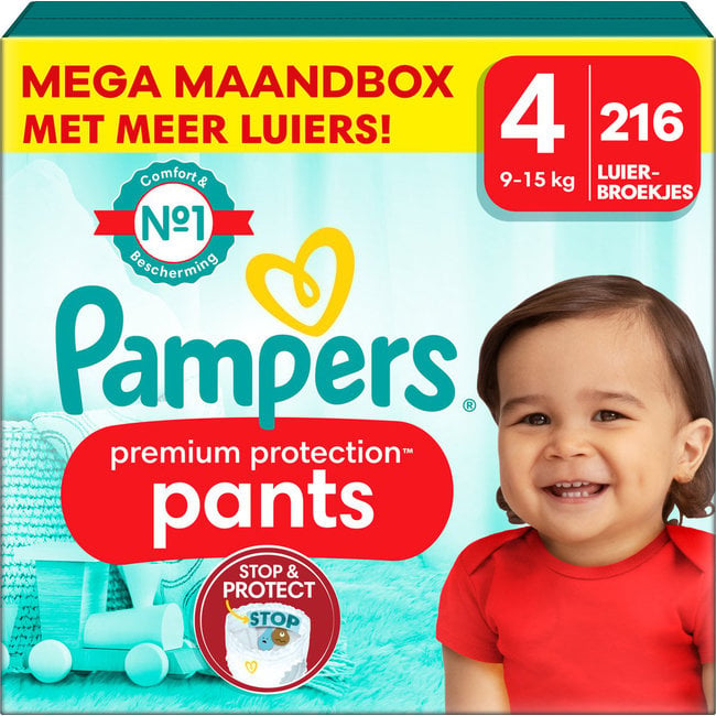 Pampers Pampers - Premium Protection Pants - Maat 4 - Mega Maandbox - 216 stuks - 9/15 KG