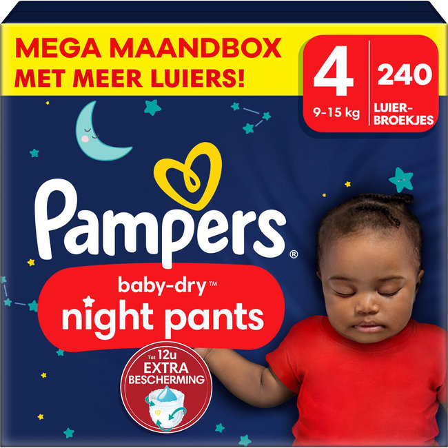 Pampers - Baby Dry Night Pants Maat 4 - Maandbox 240 stuks 9/15 KG - Babydrogist.nl