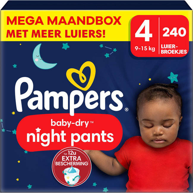 Pampers Pampers - Baby Dry Night Pants - Maat 4 - Mega Maandbox - 240 stuks - 9/15 KG