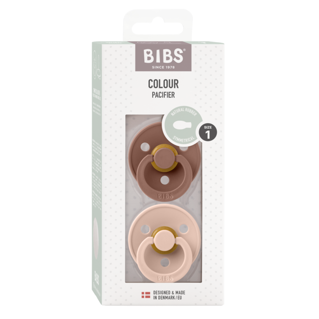 BIBS - Colour Fopspeen - Symmetrisch - Maat 1 - Woodchuck/Blush - Duopack