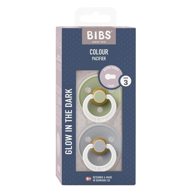 BiBS - Colour Collection - Maat 3 - Fopspeen - 2 stuks - Sage Glow / Cloud Glow