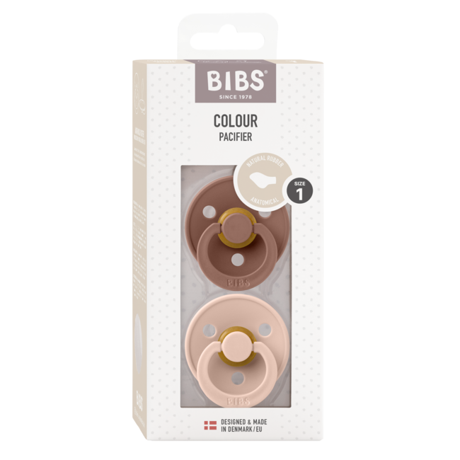 BIBS - Colour Fopspeen - Anatomisch - Maat 1 - Woodchuck/Blush - Duopack