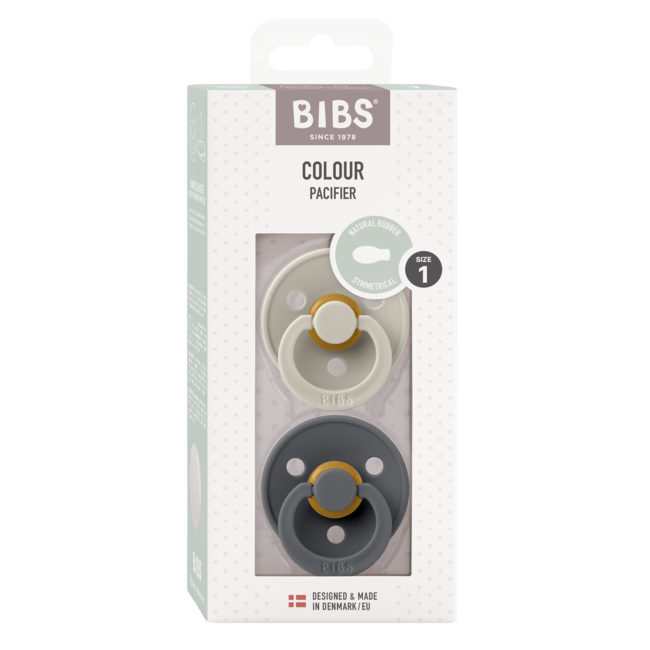 BIBS - Colour Fopspeen - Symmetrisch - Maat 1 - Sand/Iron - Duopack