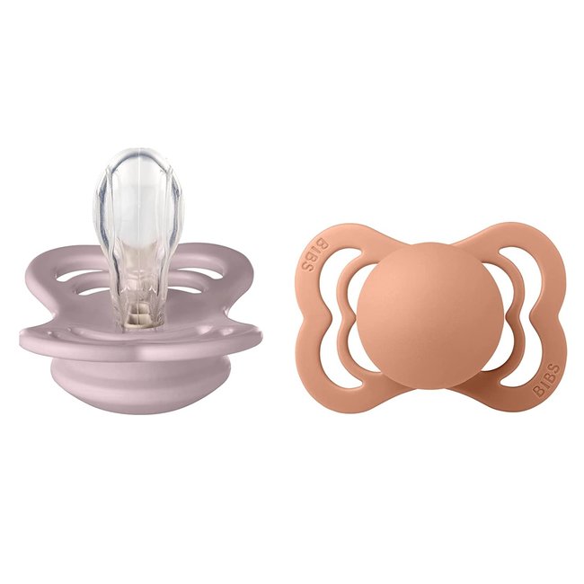 BiBS - Supreme Pacifier - Maat 1 - Fopspeen - 2 stuks - Pink Plum / Peach