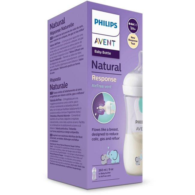 Philips Avent - AirFree Babyfles - Natural Response - Olifant - 1 stuk - 260ml