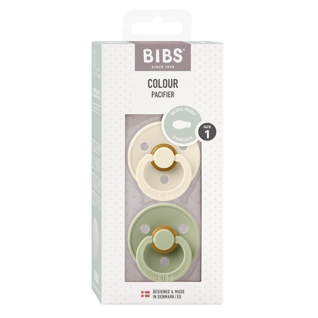 BIBS - Colour Fopspeen - Symmetrisch - Maat 2 -  Ivory/Sage  - Duopack