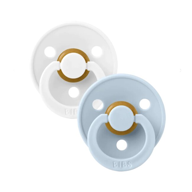 BiBS - Colour Pacifier - Maat 2 - Fopspeen - 2 stuks - White / Baby Blue
