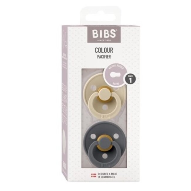BiBS - Colour Pacifier - Maat 2 - Fopspeen - 2 stuks - Vanilla / Iron